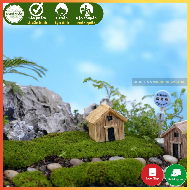 Phụ kiện Nhà gỗ trang trí tiểu cảnh, cây cảnh, sen đá