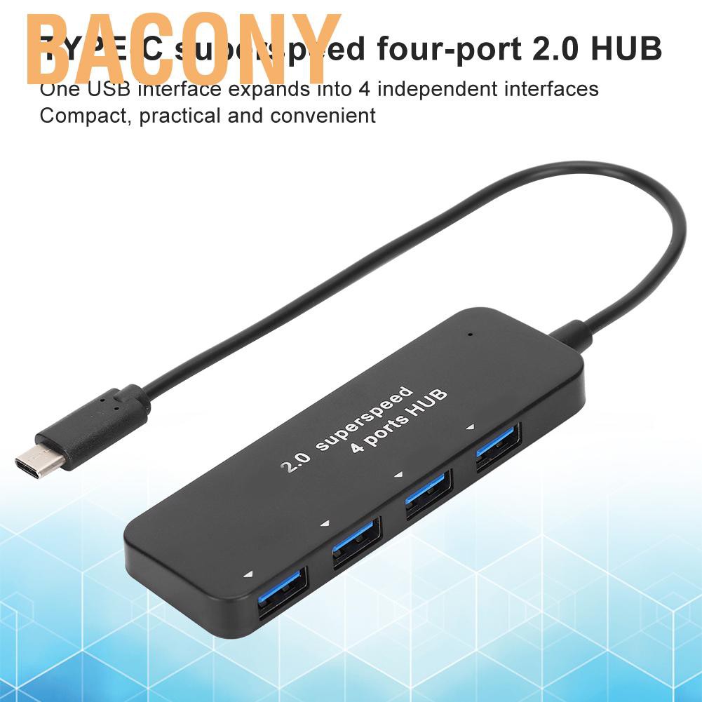 Bacony TYPE-C Superspeed 4-Port HUB Strip External Power Supply USB Multiport Adapter