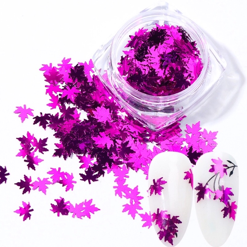 Sequin kim tuyến lá phong-phụ kiện nail móng