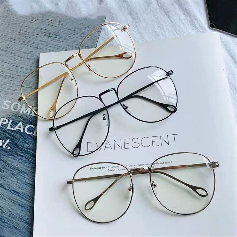 Mắt Kính Gọng Kim Loại Tròn Lớn Nhiều Màu Thời Trang Unisex