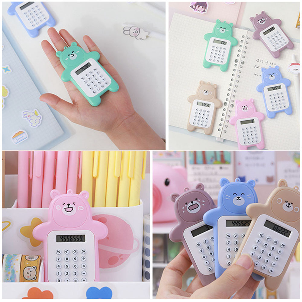 Máy Tính Bỏ Túi Hình Gấu 8 Bit Kỹ Thuật Số 9.5x6.5cm