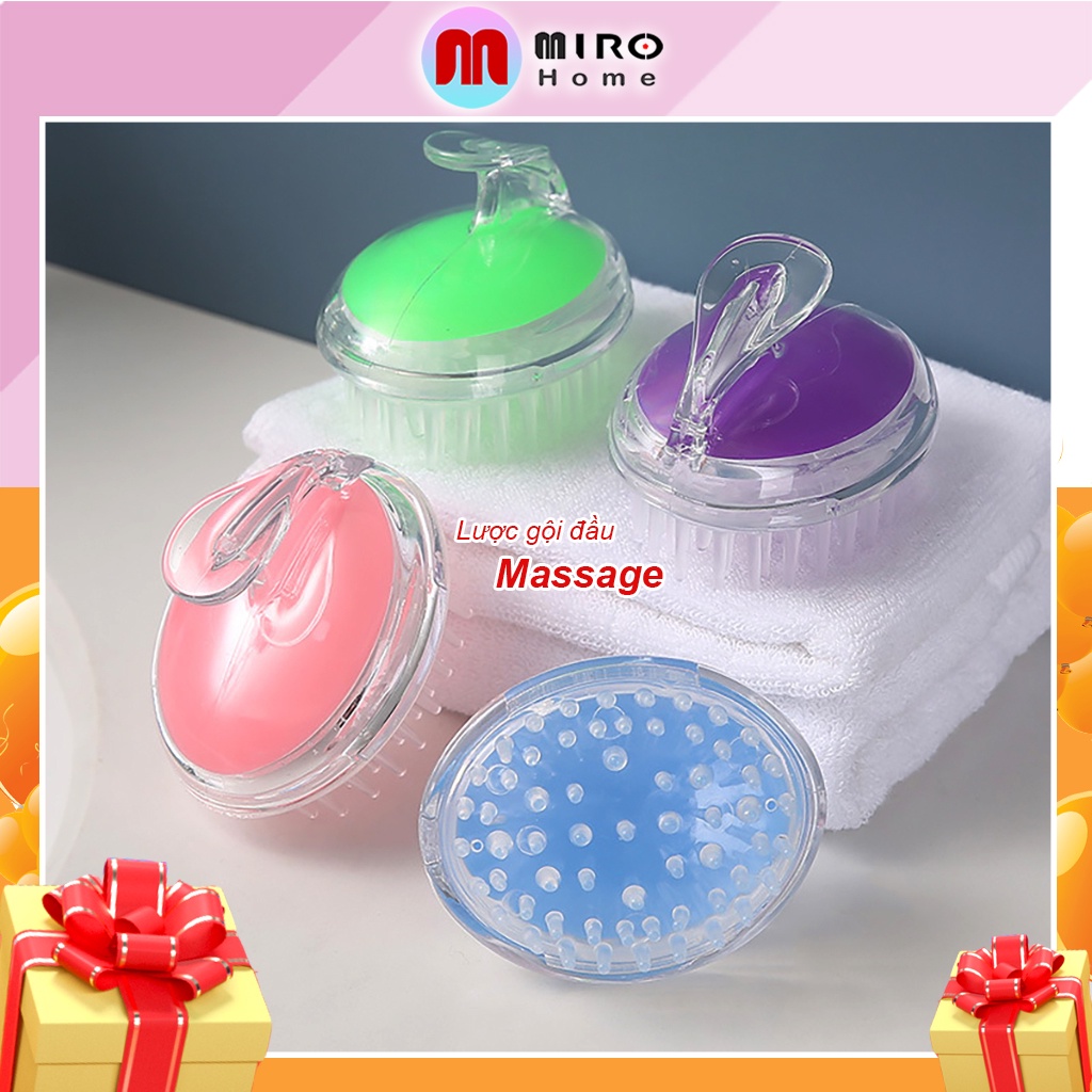 Lược gội đầu silicon MIROHOME,lược massage da đầu gội kích thích mọc tóc