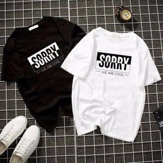 Áo phông in chữ SORRY[FREESHIP] Áo unisex,áo đôi, áo phông nam nữ đen trắng from rộng, vải cotton xịn