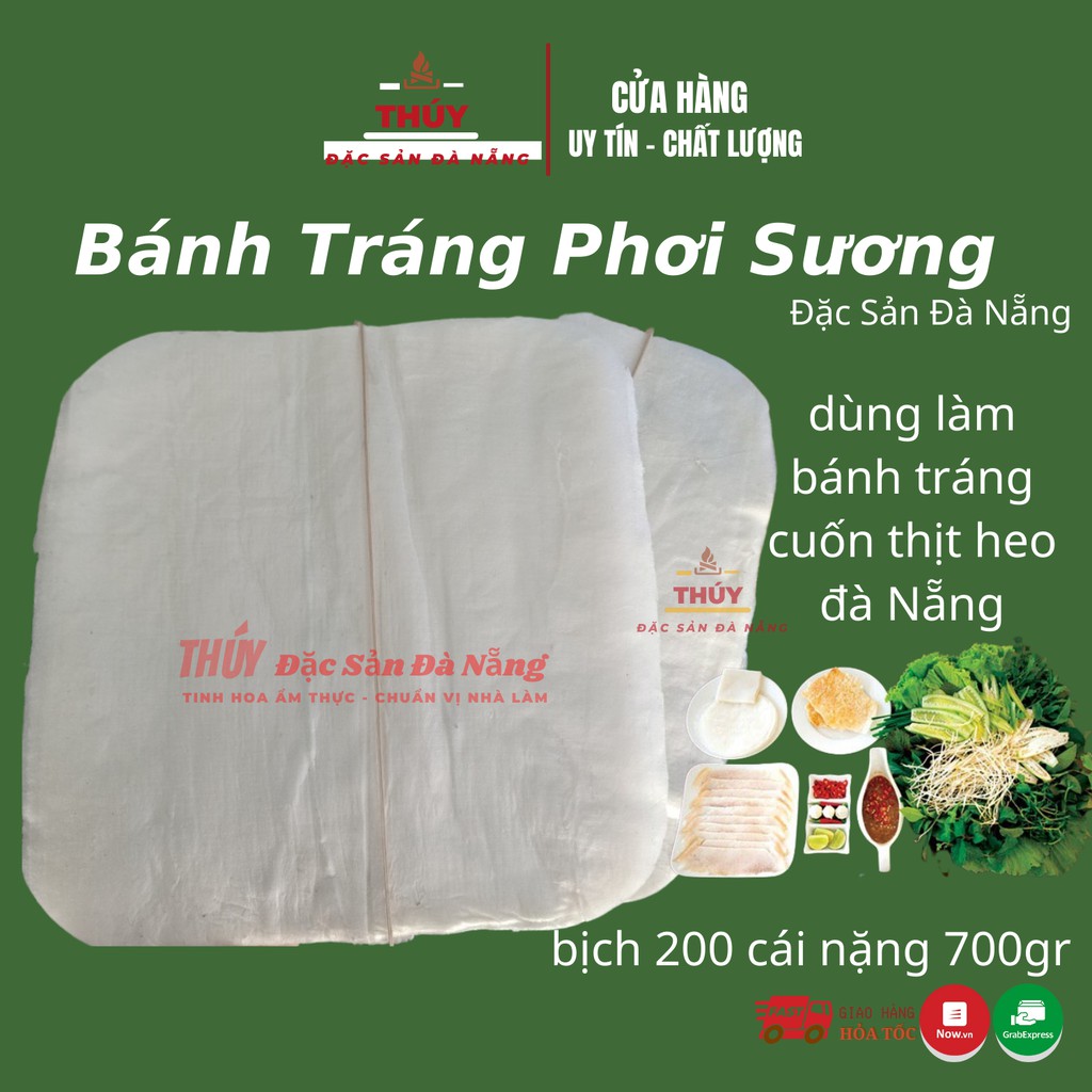 Bánh tráng phơi sương cuốn thịt heo đà nẵng, 200 lá bánh dẻo dai mỏng không cần nhúng nước