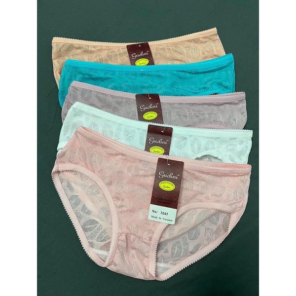Sét 05 quần lót nữ thông hơi cao cấp gấm hoa lá, from 45-58kg
