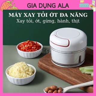 Máy Xay Tỏi Ớt Cầm Tay Mini Kéo Tay Xay Thịt Đa Năng, Dụng Cụ Xay Tỏi Ớt Bằng Tay