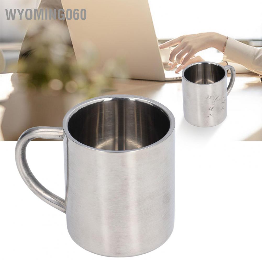 Wyoming060 220ML Stainless Steel Mugs Easy to Clean Double Walled Coffee with Comfortable Handle for Office Student Children