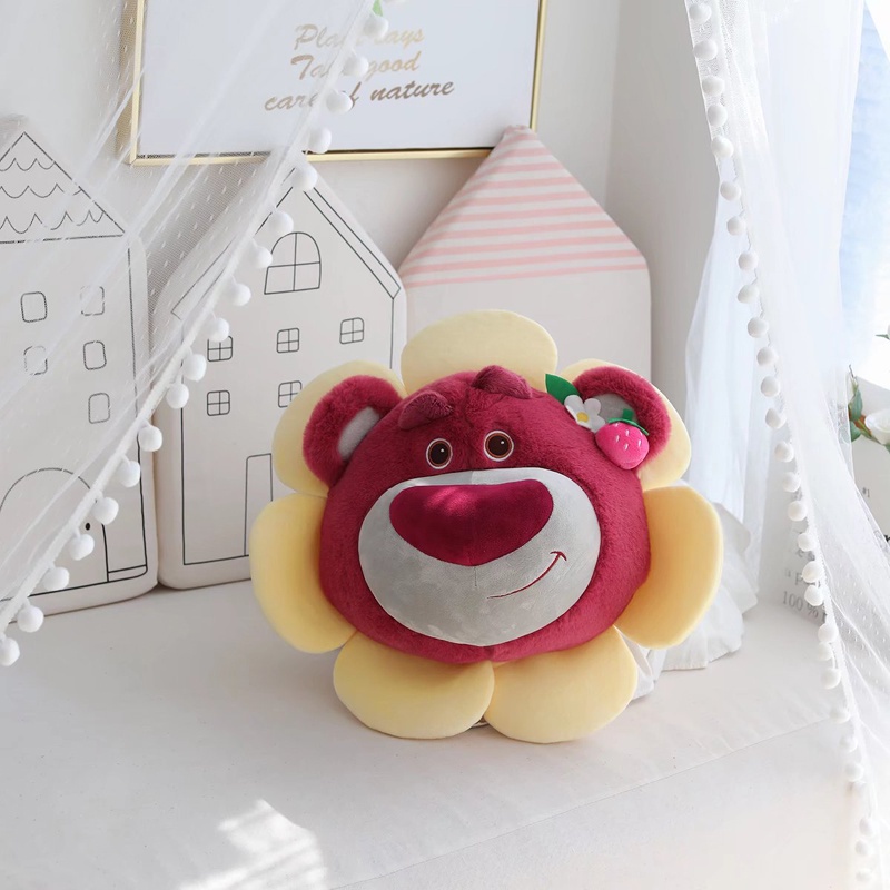 💝💘Phụ kiện xe hơi Lotso gấu dễ thương Đệm cổ, Disney Strawberry Bear Đồ chơi sang trọng Lotso nhồi bông xe hơi sang trọng Gối hoạt hình Ném gối đệm