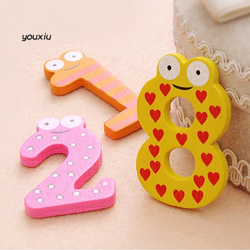 Set 10 Chữ Số Bằng Gỗ Có Nam Châm Gắn Tủ Lạnh Dễ Thương Cho Bé