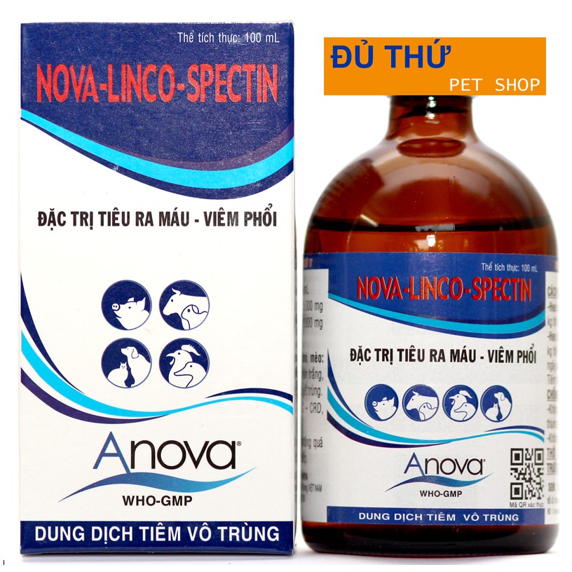 NOVA-LINCO-SPECTIN (100 ml) - xử lý viêm phổi, viêm khớp...cho gia súc, gia cầm (5 chai/đơn hàng)