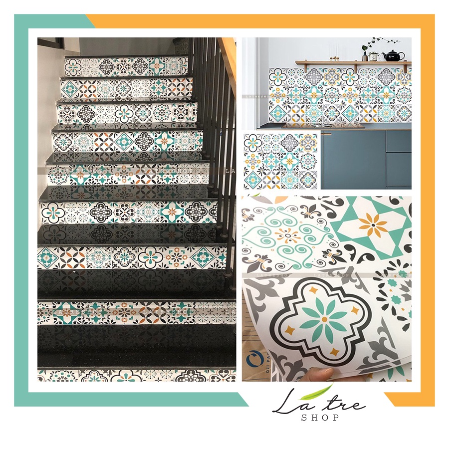 Decal dán tường decor dán bếp kính nhà tắm decor chịu nhiệt dễ lau chùi đề can loại 1 - Mint