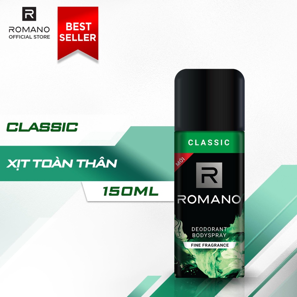 [++Quà Tặng] Xịt Khử Mùi Toàn Thân Romano Classic 150ml