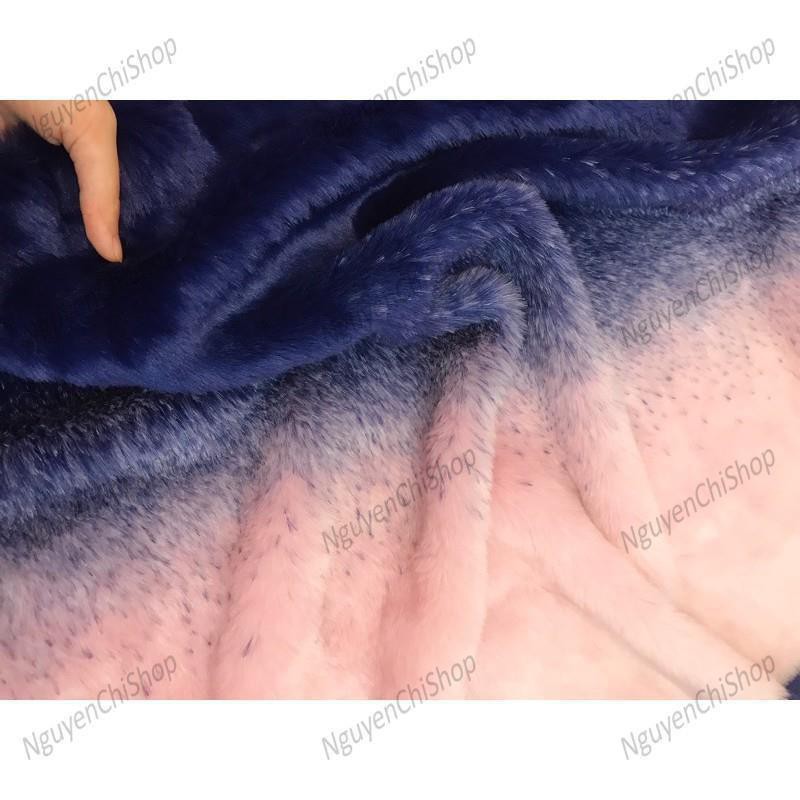 ⚡Giá gốc⚡ vải lông loang màu ombre hồng- tím than siêu xinh may váy áo lông