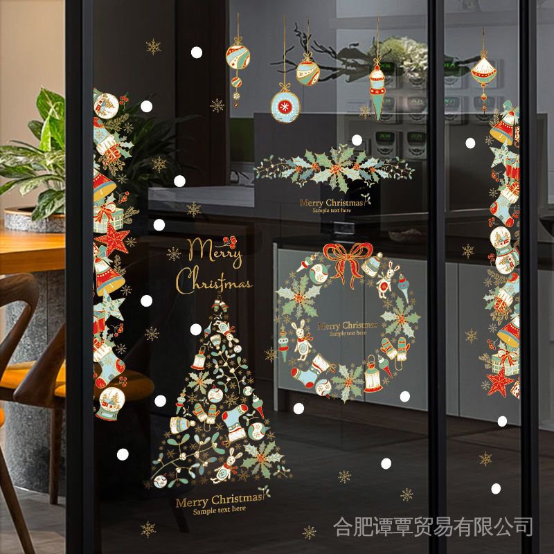 Sticker Dán Cửa Kính Trang Trí Giáng Sinh Năm Mới / Giáng Sinh Tự Dính TZW3