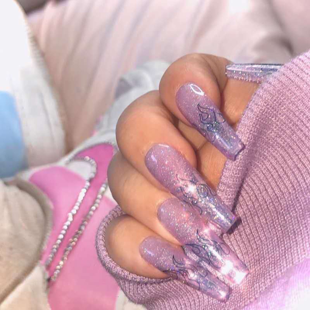 [Hàng mới về] Bộ 24 móng tay giả 3D họa tiết tùy chọn chống thấm nước có thể gắn vào tháo ra kèm keo dán