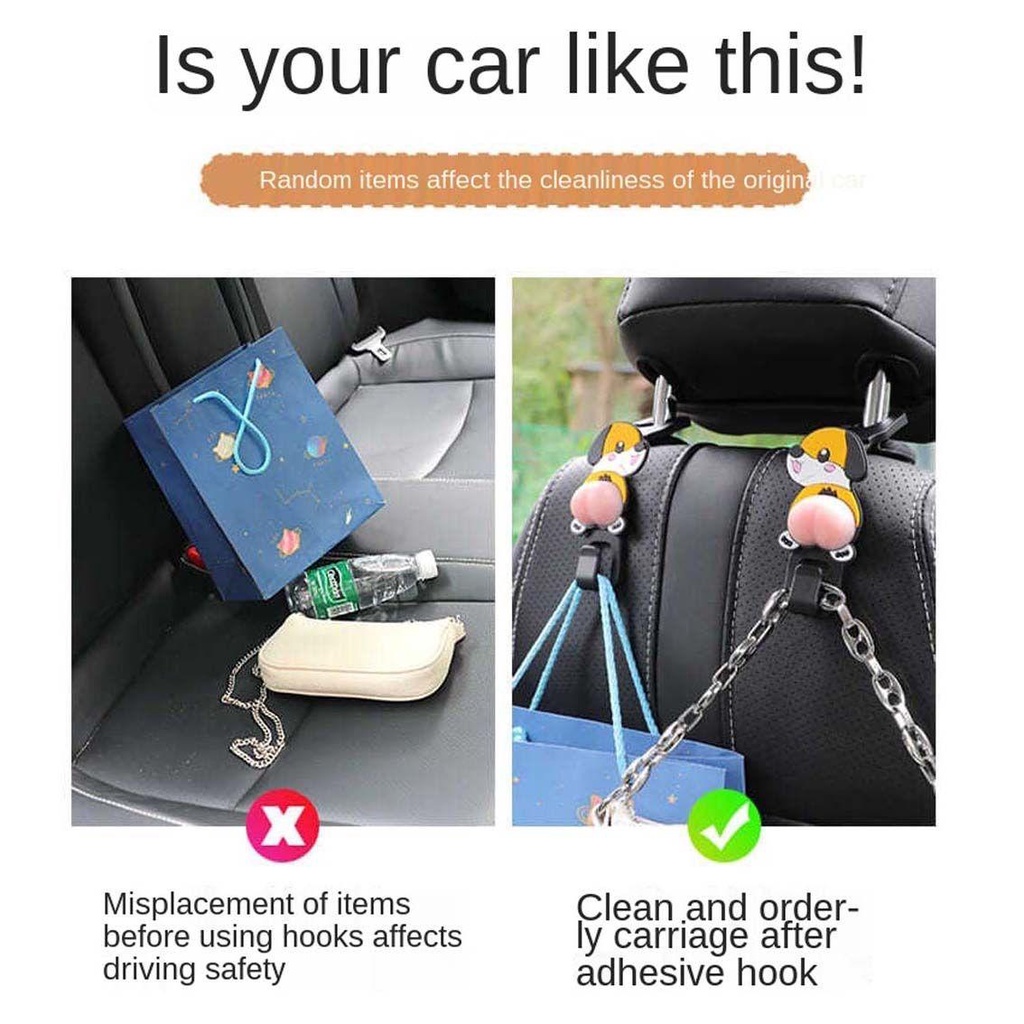 Móc Treo Đồ Gắn Sau Ghế Xe Hơi Thiết Kế Độc Đáo Dễ Thương Tiện Dụng