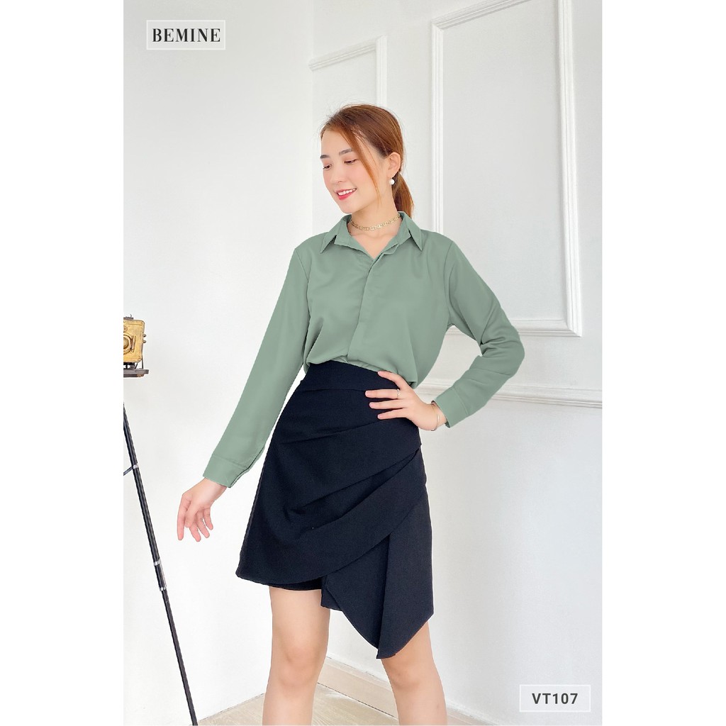 Chân váy xếp li chéo tà BEMINE VT107DEN | BigBuy360 - bigbuy360.vn