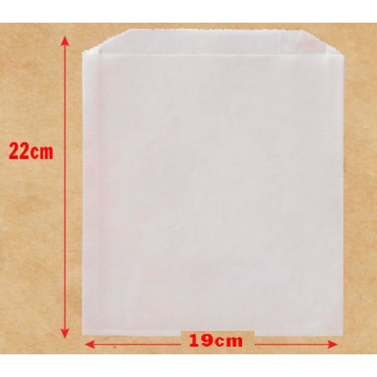 500 túi giấy đáy dẹt màu trắng trơn 19cm × 22cm