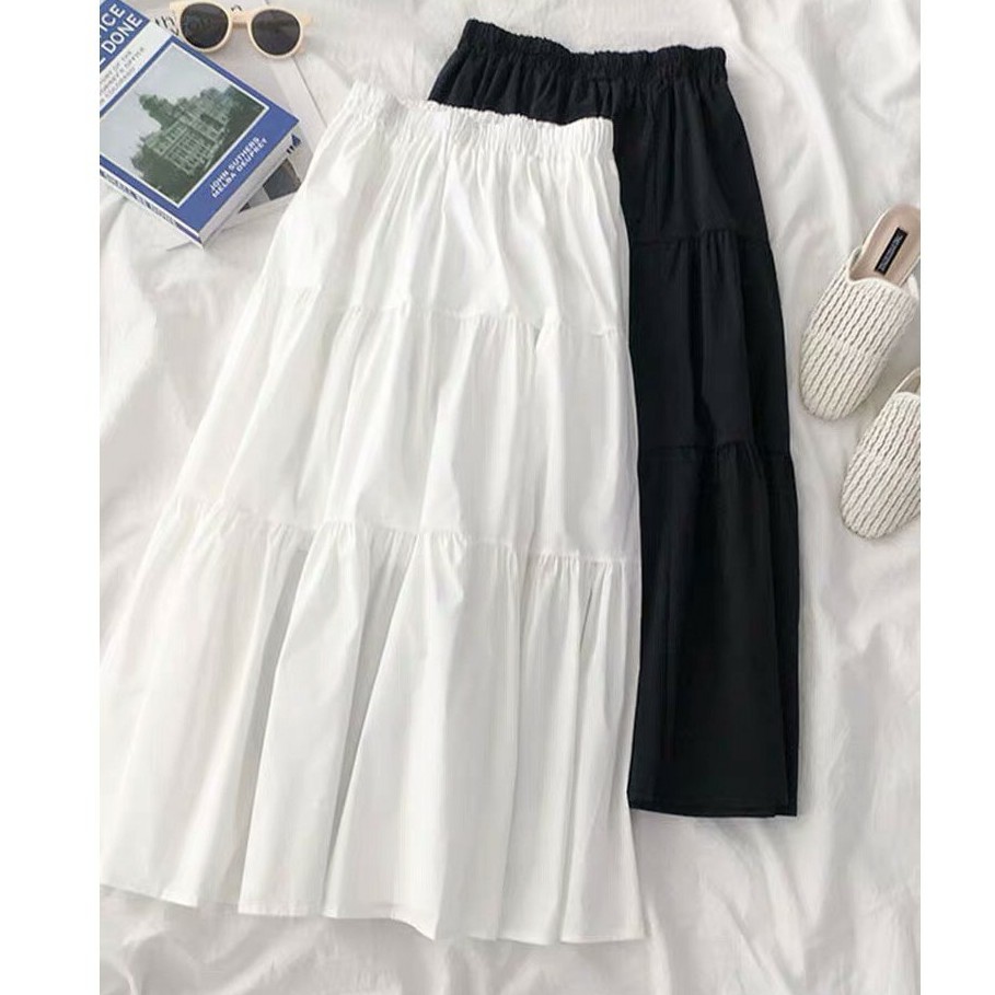 Chân váy nữ đẹp dáng dài xếp ly 3 tầng phong cách hàn quốc