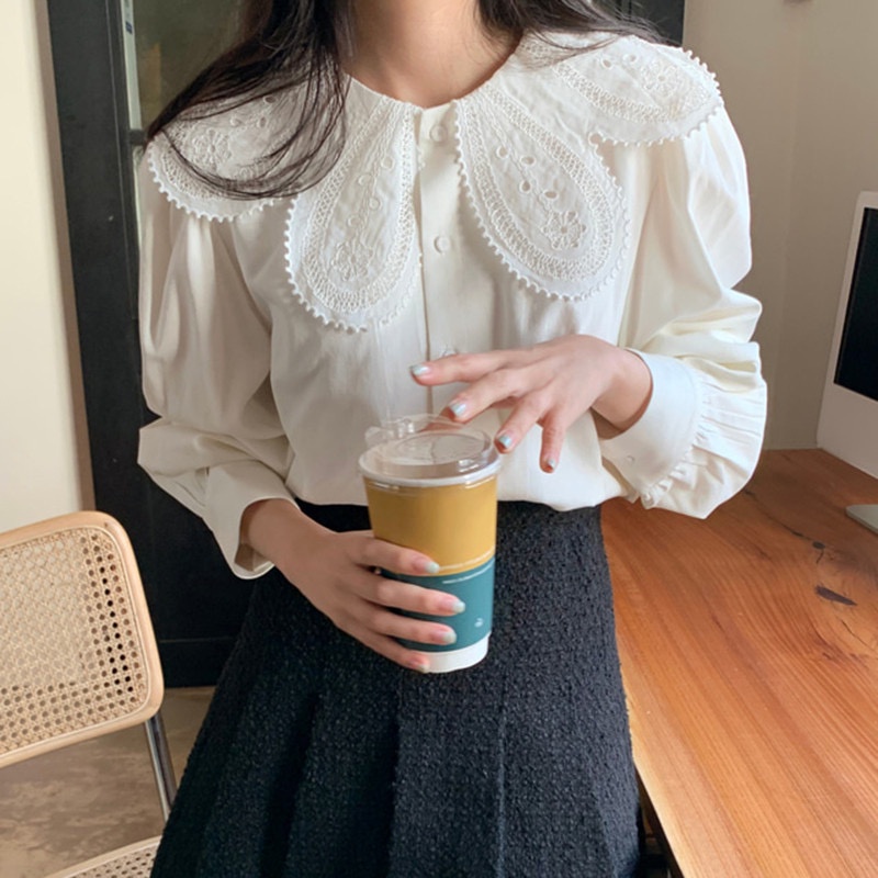 SUXI MỚI Áo sơ mi nữ tay dài phong cách Hàn Quốc dễ phối đồ