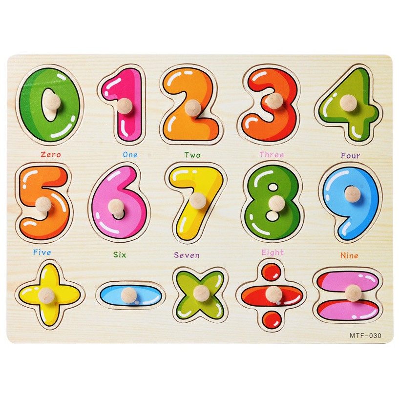 Bảng 10 số cộng trừ núm gỗ