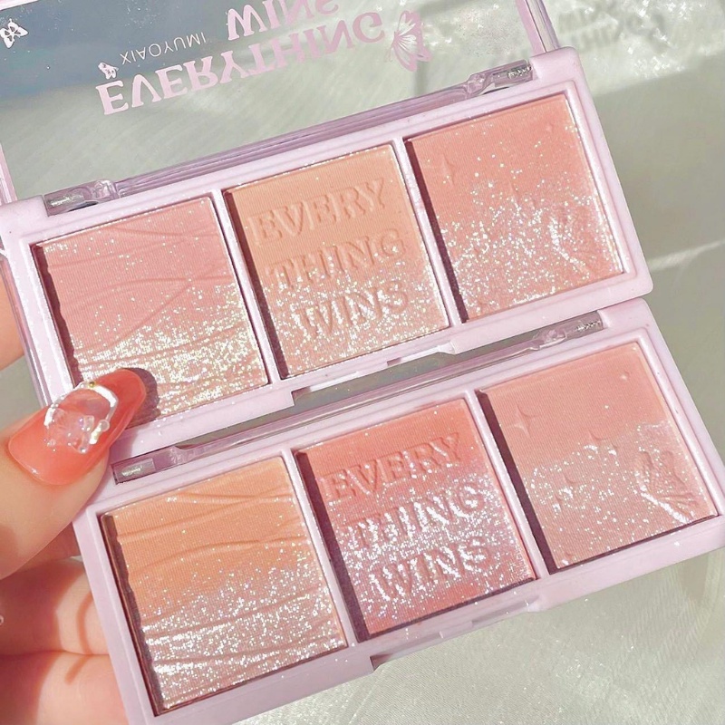 Bảng Phấn Mắt / Má Hồng / Phấn Mắt Ba Màu Ánh Ngọc Trai / Phấn Bắt Sáng Tự Nhiên Không Thấm Nước Và Mồ Hôi