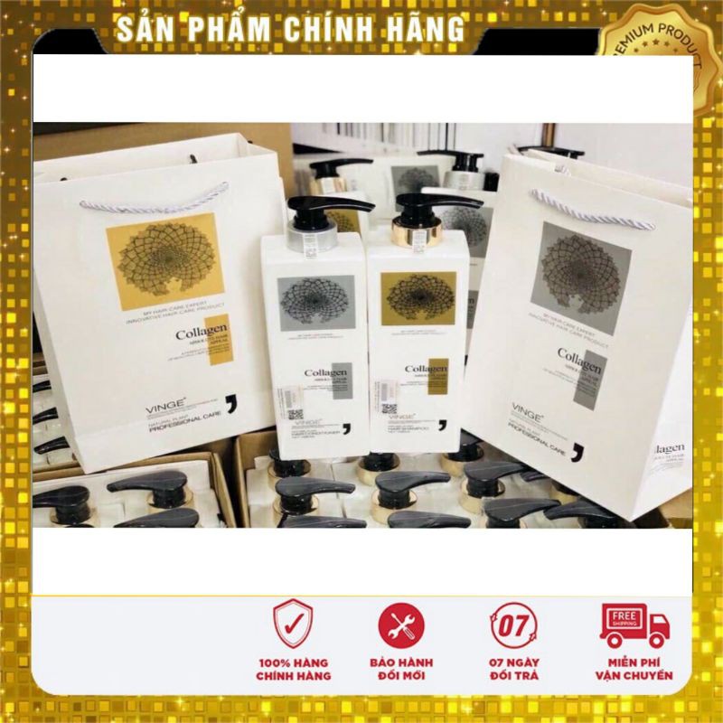 Cặp Dầu Gội Xả Collagen Vinge 1000ml