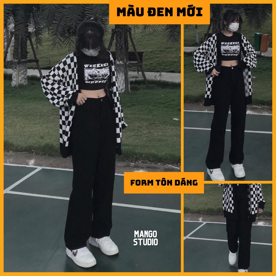 Quần jean nữ màu trắng và màu đen ống rộng ulzzang mặc lên cực tôn dáng siêu hot 2022