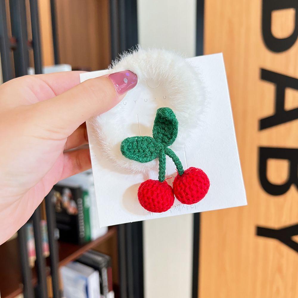 FORBETTER Dây Cột Tóc Lông Nhung Hình Quả Cherry Đơn Giản Dễ Thương Dành Cho Nữ