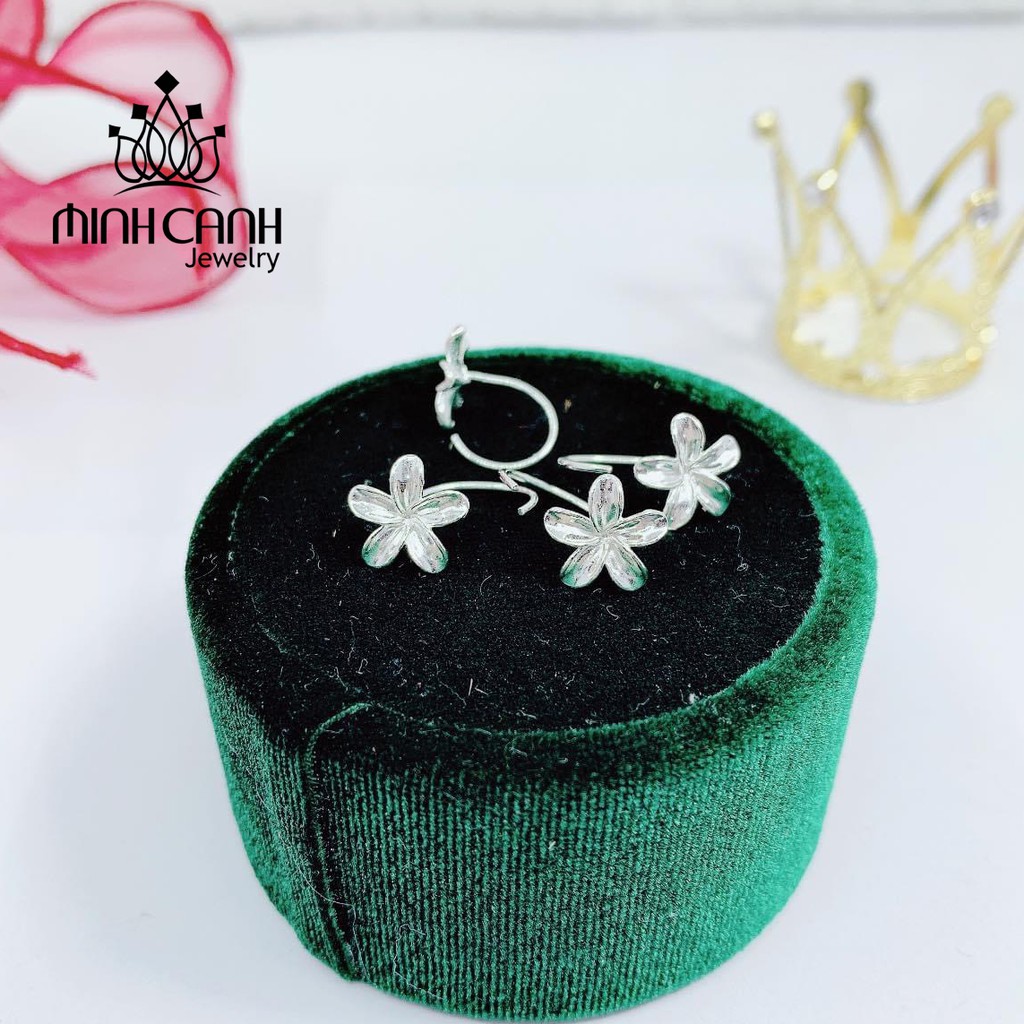 Bông Tai Bạc Móc Câu Họa Tiết Hình Hoa - Minh Canh Jewelry