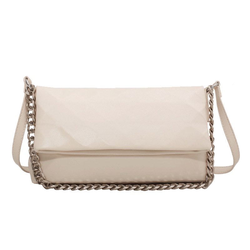 Túi đeo chéo họa tiết hình học đính đá phối dây xích thời trang cho nữ