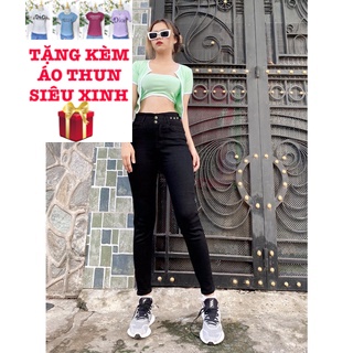 Quần jeans skinny cạp cao 2 cúc dài 98cm (có bigsize) - quần bò lưng siêu cao co giãn