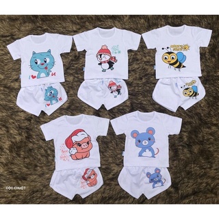 Quần áo trẻ em,combo 5 bộ cộc tay bé trai/bé gái vải 100% cotton. Size 3-14kg ( set cộc chuột)