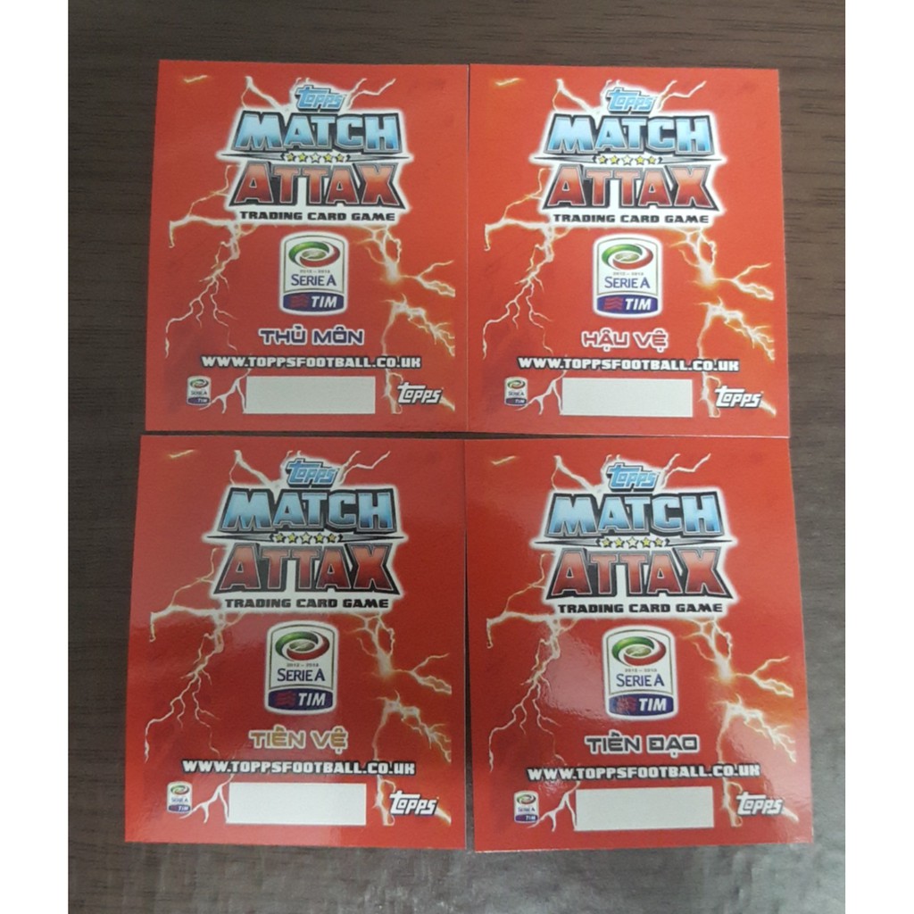 - Bộ thẻ in Match Attax Huyền thoại Serie A Calcio Poca