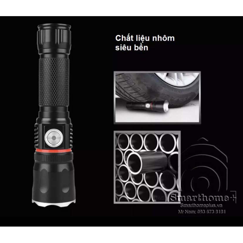 Đèn Pin Cầm Tay Siêu Sáng Đa Năng Bóng Led T6-S186 Kim Màng LED Trên Thân Chống Nước Tốt + Kèm Pin Và Sạc.