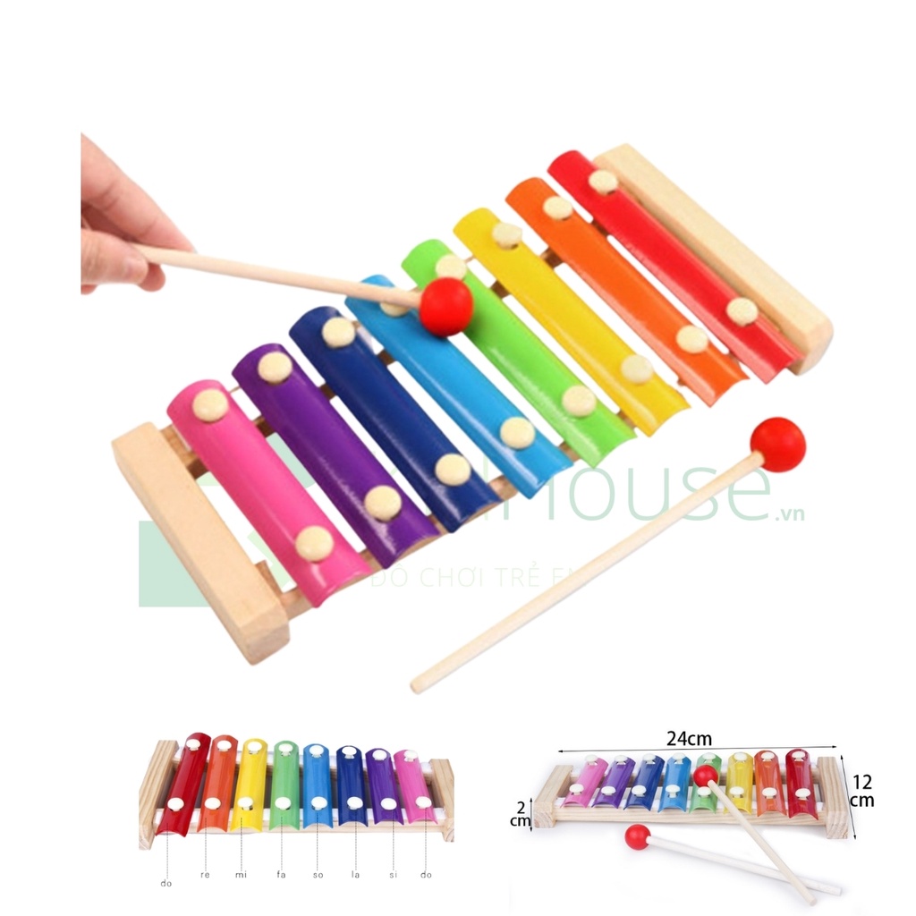 Đồ chơi gỗ montessori, bộ đàn gỗ 8 quãng Xylophone giúp trẻ em thông minh KidHouse.vn