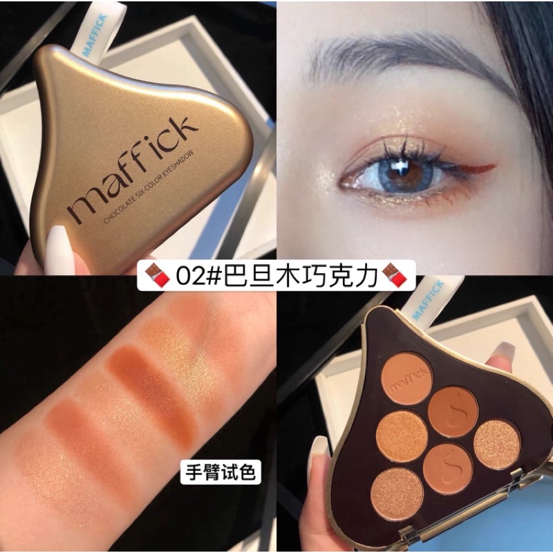 Phấn mắt MAFFICK túi Socola 6 ô tone nâu xinh xắn | BigBuy360 - bigbuy360.vn