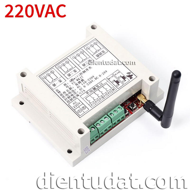 Mạch Điều Khiển 4 Relay Qua Wifi 220VAC - Dùng APP