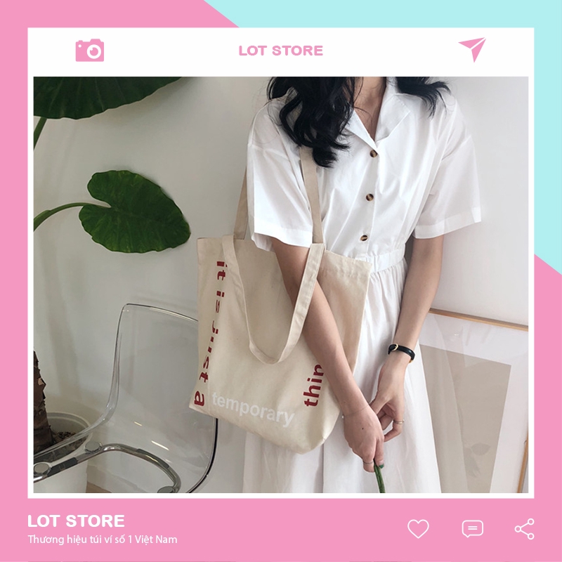 Túi tote vải canvas đeo chéo đi học phong cách hàn quốc LOTSTORE TX790