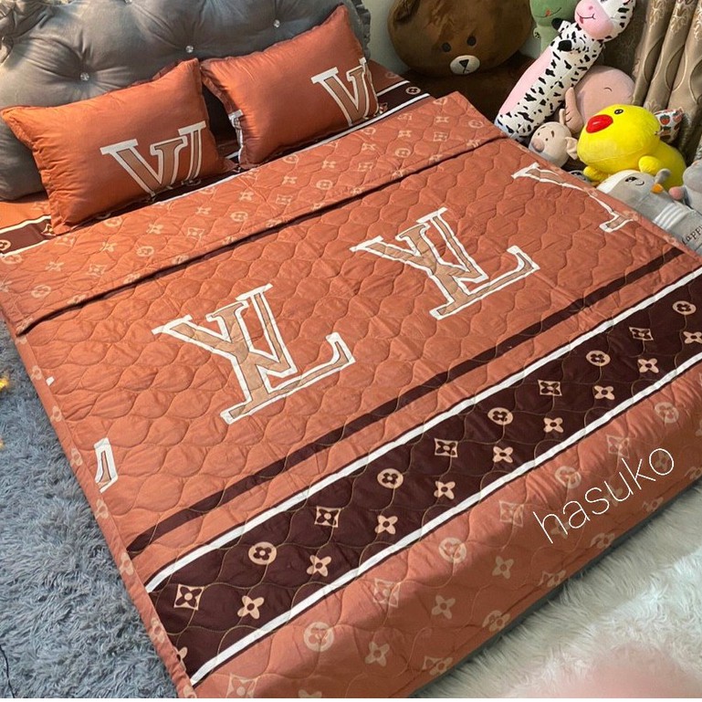 Bộ chăn hè ga gối 5 món Hermec cam drap giường đủ kích thước m2.m6.m8 và 2m2