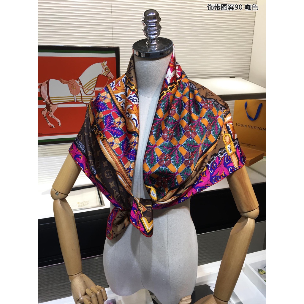 Khăn Quàng Cổ Vuông Bằng Lụa In Họa Tiết Cổ Điển Sang Trọng 2022 35.4 * 35.4 Inch