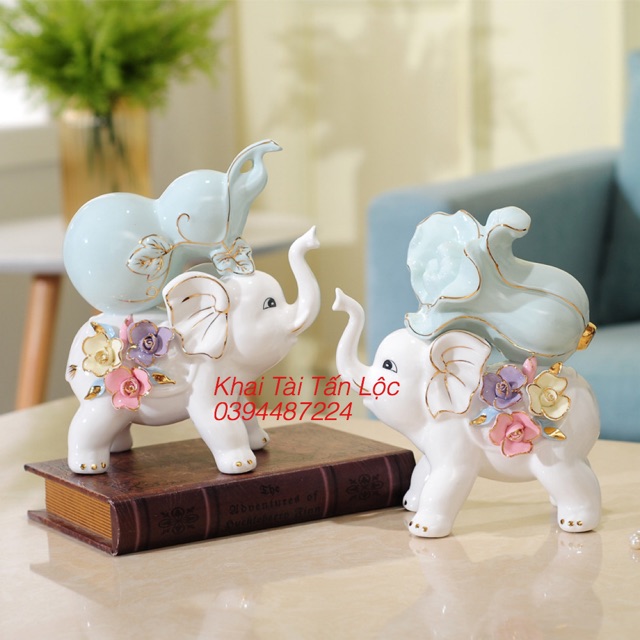 Cặp voi tài lộc trang trí phong thuỷ