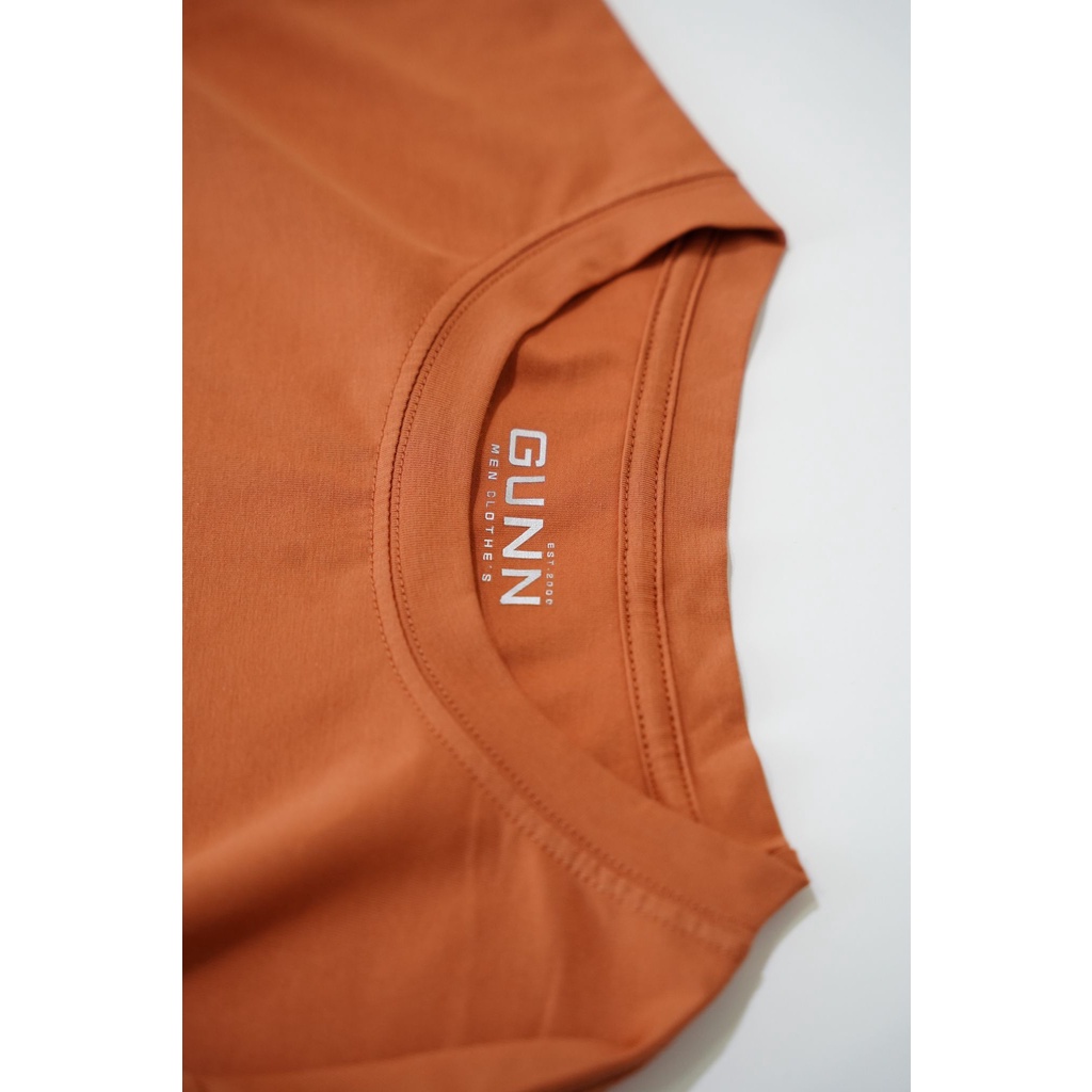 Áo Thun Trơn Basic Cổ Tròn Cotton 4 Chiều Cao Cấp, Co Giãn, Thoáng Mát, Thấm Hút Mồ Hôi - CAM ĐẤT - GUNN T-SHIRT