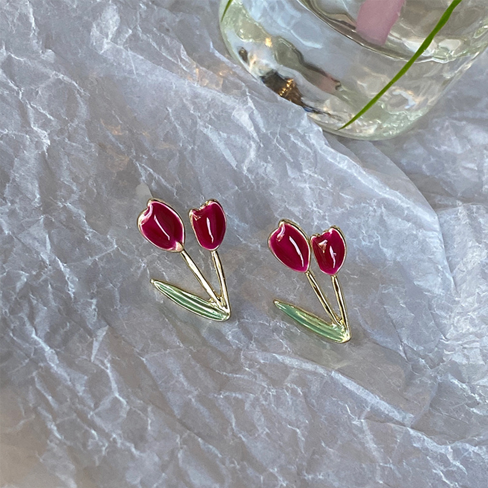 Hoa Tai Hình Hoa Tulip Phong Cách Vintage Thời Trang Cho Nữ