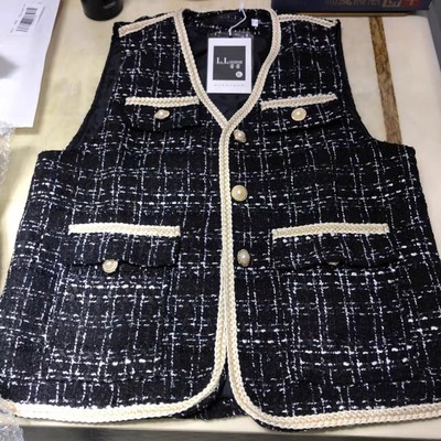 [Hàng order] [Ảnh thật] Áo ghi lê dạ tweed áo khoác cộc tay áo vest không tay sang chảnh A398 | BigBuy360 - bigbuy360.vn