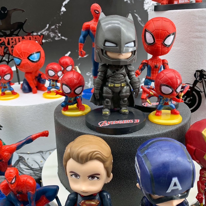 1 Set Mô Hình Nhân Vật Siêu Anh Hùng Marvel Trang Trí Bánh Kem