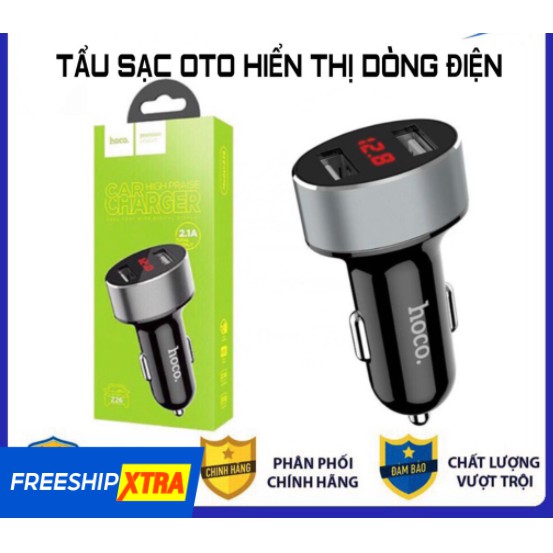CHÍNH HÃNG  Tẩu Sạc OTO Đa Năng 2 Cổng Hoco Z26 SẠC NHANH Ô TÔ - CÓ HIỂN THỊ DUNG LƯỢNG ĐIỆN - TẨU SẠC XE MÁY, XE HƠI