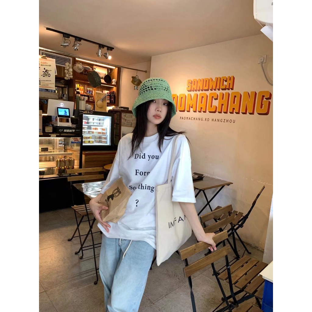 NRVP Áo Thun Nữ Oversize Cổ Tròn Thời Trang Hàn Quốc