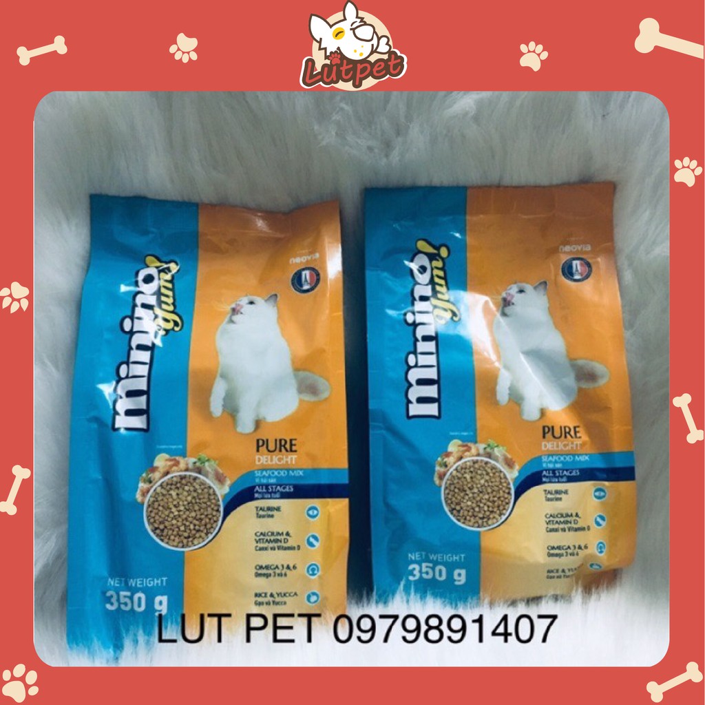 Thức ăn hạt khô Minino Yum cho mèo vị hải sản 350gr