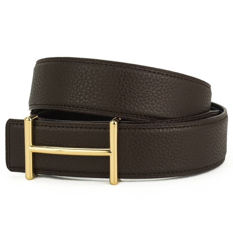 Thắt lưng da bò hình có khóa chữ H kiểu dáng thanh lịch ZUER zur